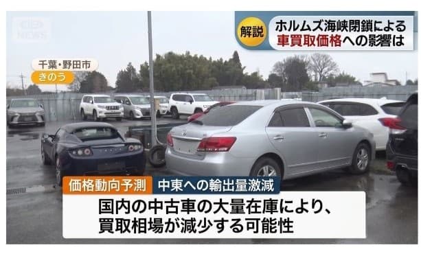 ホルムズ海峡の閉鎖で中古車市場崩壊